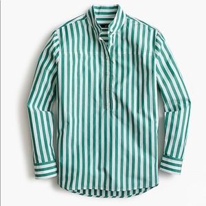 J.crew band-collar green striped popover size 8 NWT